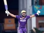 Kolkata Knight Riders' captain Shreyas Iyer celebrates the team's victory against Sunrisers Hyderabad in the Indian Premier League 2024 final
