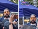 The image shows Yuvraj Singh in NYC, surrounded by fans. The screengrab is taken from a video shared by a vlogger. 