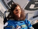 NASA astronaut Sunita Williams laughs with relatives as she leaves the Operations and Checkout building before heading to Space Launch Complex 41 to board the Boeing's Starliner capsule atop an Atlas V rocket for a mission to the International Space Station at the Cape Canaveral Space Force Station, Monday, May 6, 2024, in Cape Canaveral, Fla. AP/PTI(AP05_07_2024_000131B)