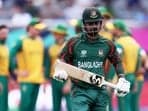 Litton Das of Bangladesh makes his way off after being dismissed vs South Africa