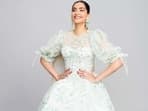 Sonam A Kapoor in a sheer white puff-sleeved tulle dress 