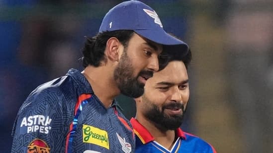 KL Rahul (L) and Rishabh Pant during the IPL 2024