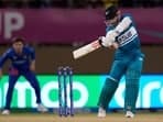 New Zealand's captain Kane Williamson bats against Afghanistan during an ICC Men's T20 World Cup cricket match