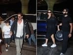 Mumbai International Airport was star-studded on Thursday morning as the A-listers of the Bollywood fraternity took off from the city in style. Shah Rukh Khan made a stylish entry at the airport with son AbRam Khan, while Deepika Padukone and Ranveer Singh gave us all kinds of couple goals as they twinned together. Hrithik Roshan walked into the airport with his son in a suave denim look. Interestingly, all the stars left Mumbai around the same time. Are they headed somewhere together? Only time can tell. For now, let's dissect their airport fashion.&nbsp;