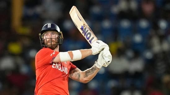 England's Phil Salt bats during the men's T20 World Cup cricket match between England and the West Indies at Darren Sammy National Cricket Stadium.