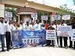 National Students Union of India (NSUI) supporters stage a protest against ongoing NEET UG and NET examination issue. 