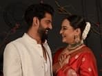 Sonakshi Sinha and Zaheer Iqbal are married! On Sunday, Sonakshi made her first appearance post-wedding at their reception at Bastian in Mumbai in a red saree. Zaheer chose a white ethnic look. (AFP)