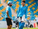 Rohit Sharma and Shubman Gill during a practice session
