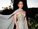 Alia Bhatt wore a sage green dress from the Spring Summer 2024 collection of Elie Saab.