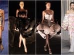 Models showcase fall-winter 2024 creations by Dior, Schiaparelli, and Giambattista Valli at Paris Fashion Week. 