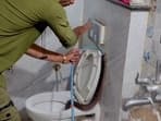 A cobra was found inside a commode in Indore, Madhya Pradesh,