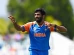 Jasprit Bumrah of India reacts during the ICC men's Twenty20 World Cup 2024 Super Eight cricket match between Afghanistan and India
