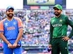 India's captain Rohit Sharma and Pakistan's captain Babar Azam during toss.