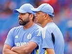 India's head coach Rahul Dravid and captain Rohit Sharma ahead of a match.