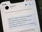 A Bengaluru engineer received a reply from a woman's father on Shaadi.com