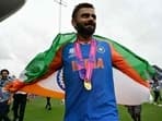 India's Virat Kohli celebrates T20 World Cup win