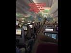 Air India passengers cheering for India's win at T20 World Cup. 