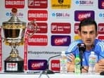 Indian cricket team head coach Gautam Gambhir addresses a press conference ahead of the first Test match between India and Bangladesh.