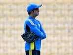 India's head coach Gautam Gambhir looks on during a practice session