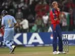 Stuart Broad during the India vs England 2007 World Cup contest.  