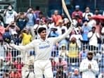 Shubman Gill celebrates his century during Day 3 of the first test match against Bangladesh, at MA Chidambaram Stadium in Chennai on Saturday.