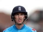 England's Harry Brook walks back to the pavilion after losing his wicket  during the 5th One Day International cricket match against Australia.