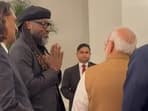 Chris Gayle meets PM Narendra Modi during Jamaican PM's official visit to India