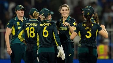 Australia, who topped the group with all four wins, qualified for the semifinals while New Zealand (4 points) need a win against Pakistan on Monday to make it to the last-four stage.