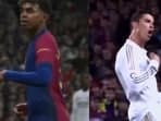 Lamine Yamal copies Cristiano Ronaldo's celebration.