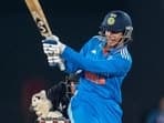 Smriti Mandhana in action against New Zealand. 