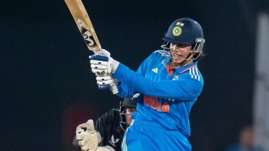 Smriti Mandhana in action against New Zealand. 