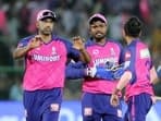 Rajasthan Royals' captain Sanju Samson along with teammates Ashwin and Chahal 