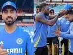 Ramandeep Singh receives his first international cap from Hardik Pandya at Supersport Park, Centurion.(BCCI)